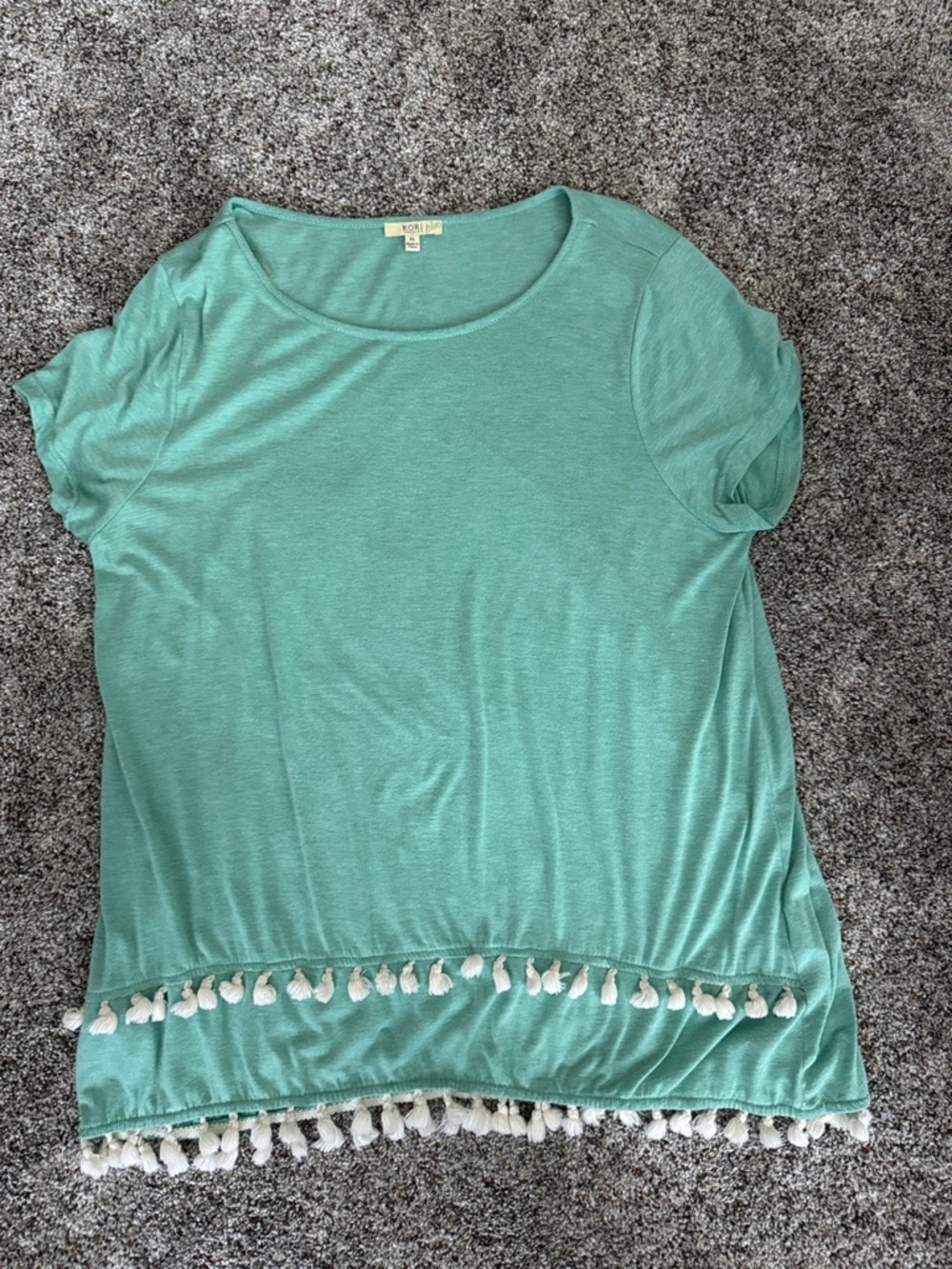 Kori Mint Green Tassel-Hem Short Sleeve Tee